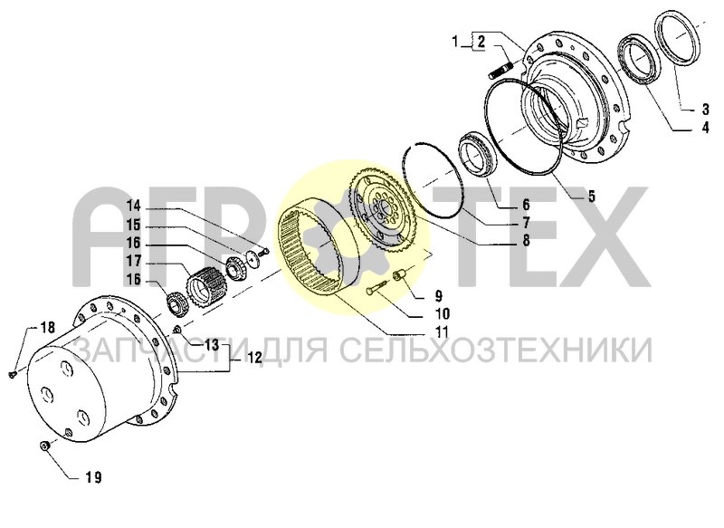 Чертеж Бортовой редуктор (03B07)